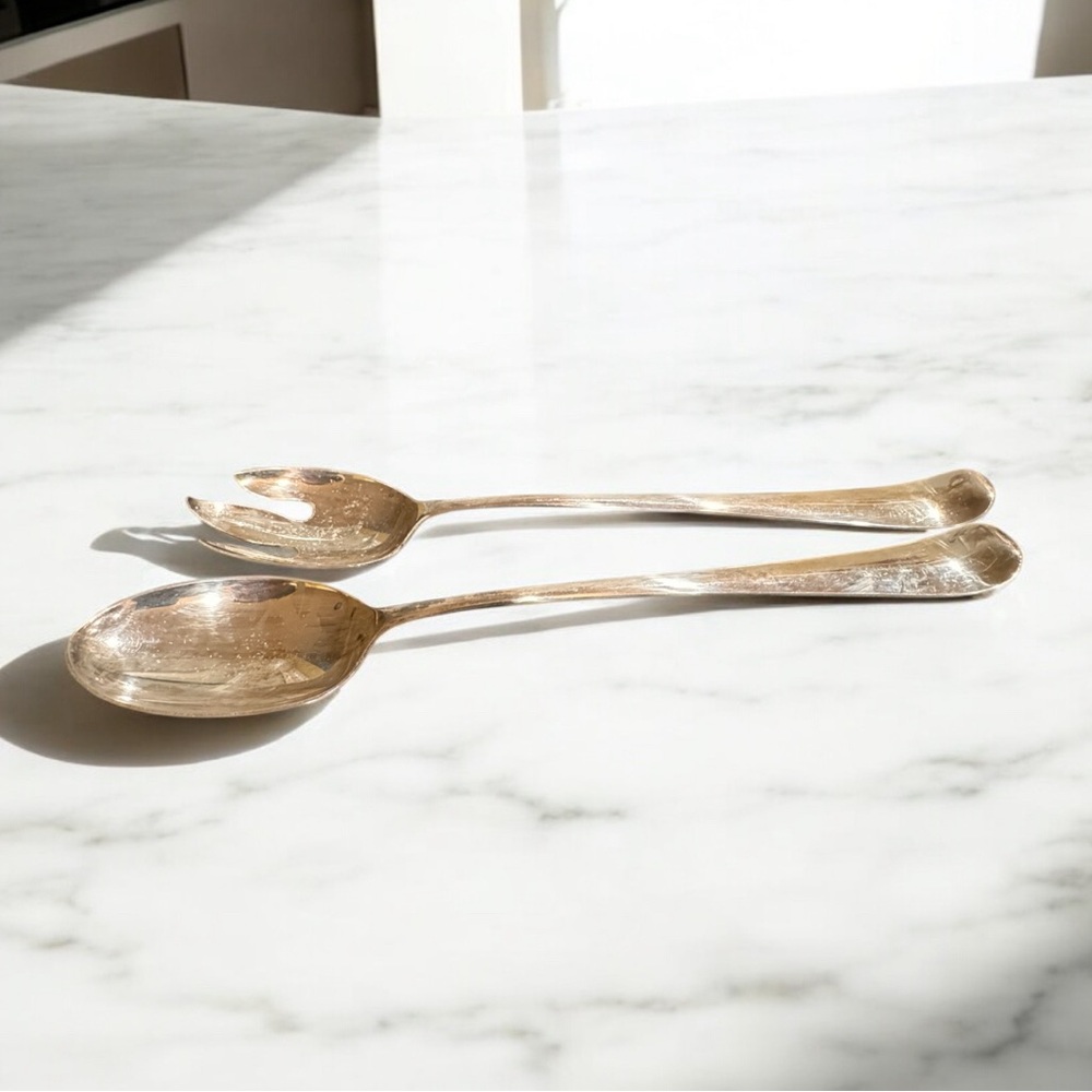 Gerity Georgian silver plated spoon and fork serving set